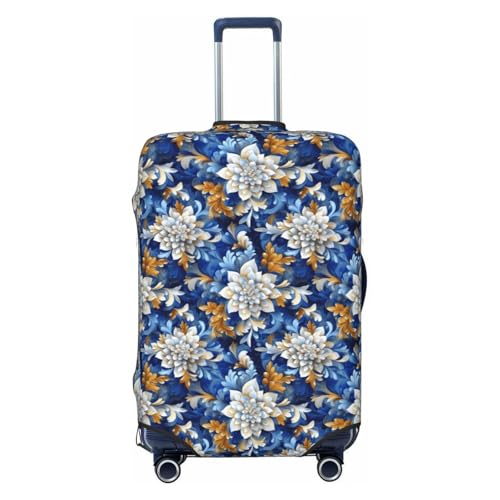 Luggage Cover Protector - Blue and White Flowers Print Fit 29-32 Inch Suitcase Covers for Luggage
