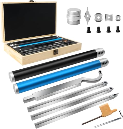 Carbide Lathe Tools Carbide Tipped Wood Turning Tools Set Wood Lathe Tools with Removable Handle Turning Tool with Adjustable Connector Including Swan Neck Hollower Rougher Finisher