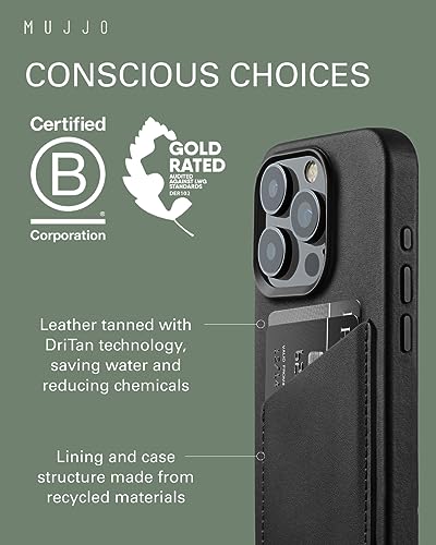 Mujjo Leather Wallet Phone Case - Fits iPhone 15 Pro - MagSafe Compatible - Premium European Leather Case with Card Pocket - Enhanced Phone & Camera Lens Protection - Crafted with Recycled Materials3
