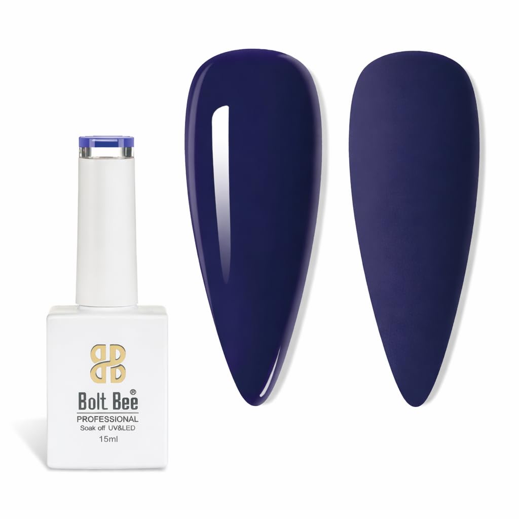Bolt Bee Professional Navy Blue Color Gel Nail Polish Soak Off UV/LED Gel Long Lasting, High Gloss Finish, Salon Quality for Manicure, Nail Art & DIY (57)