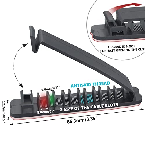 Image of SOULWIT 5 Pack Cable Holder Clips, Self Adhesive Cord Organizer for Home /Office /Desk /Car /Phone /USB Cable Wire Management (for Cables Less Than 0.2 inch / 5mm)