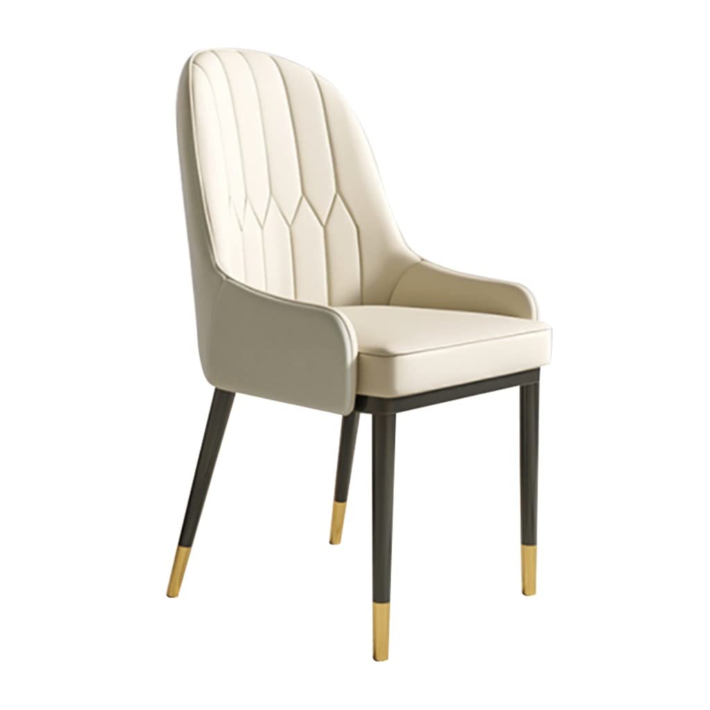 SJIALEN 1 Pcs Dining Chairs, Comfortable Soft Leather Home Living Room Armrest Chairs Hotel Office Computer Chair Kitchen Chair (Color : White+Light Gray)