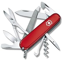 Victorinox Mountaineer Swiss Army Knife, 18 Function Swiss Army Knife with 2 Blades, Corkscrew, Scissor and Hook - Red
