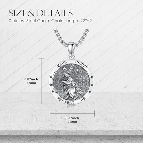ROMANTICWORK médaille sacrée collier pendentif argent 925 symbole de protection - 6