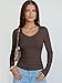 ANRABESS Long Sleeve Shirts for Women V Neck Ribbed Knit Fitted Fall Basic Tshirts Going Out Tops 2025 Casual Trendy Clothes Coffee X-Large