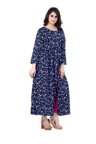 Image of H.E HAMZA ENTERPRISER Printed Crepe Material Brown Western Dress For Women
