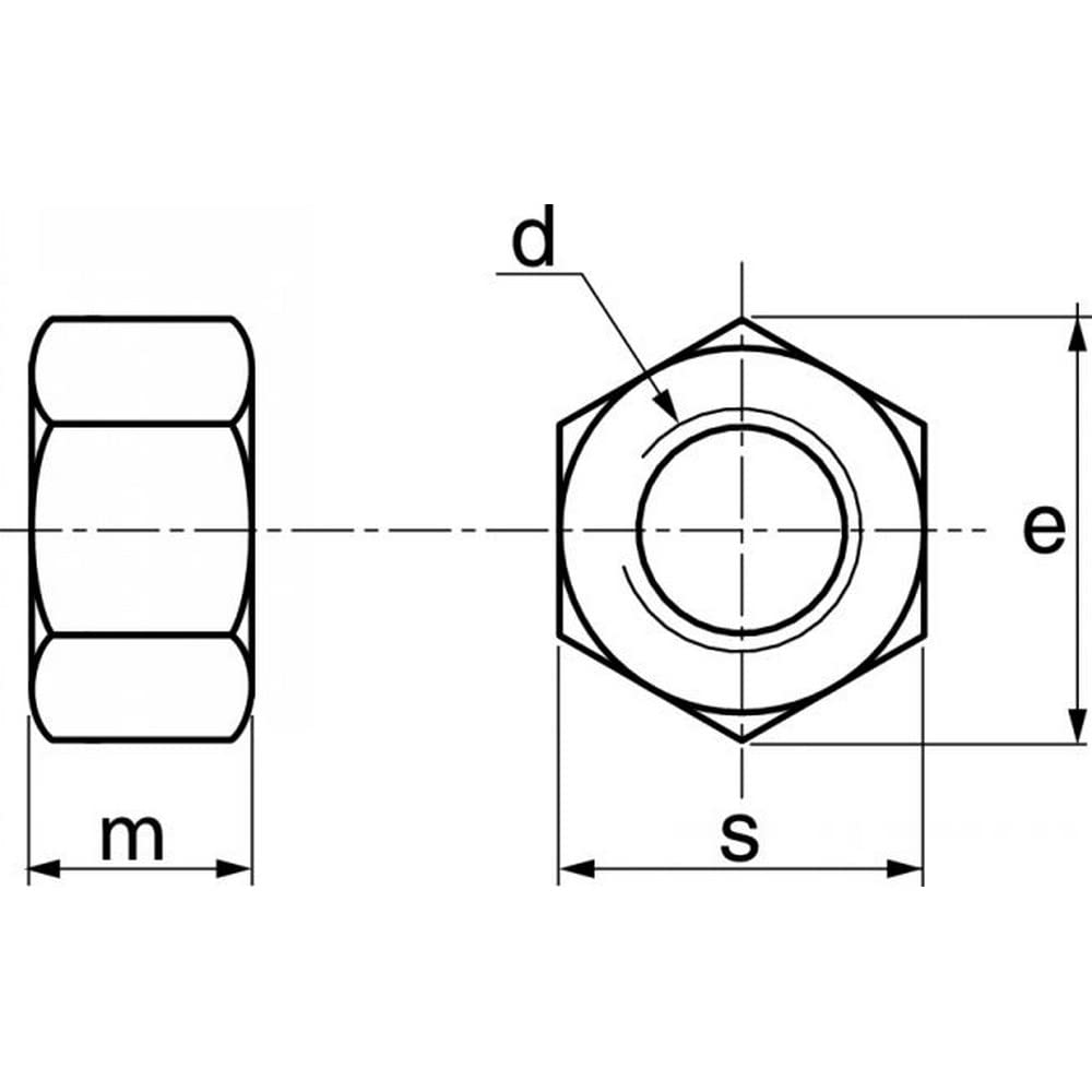 500 tuercas hexagonales de acero inoxidable, h=d UNI 5587 A2-70 M 10 tuerca
