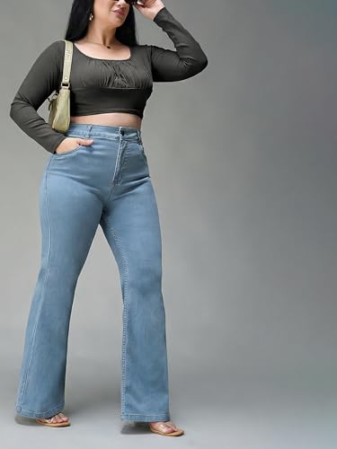 Image of Miss Chase A+ Women's Bootcut High Rise Regular Length Stretchable Denim Jeans