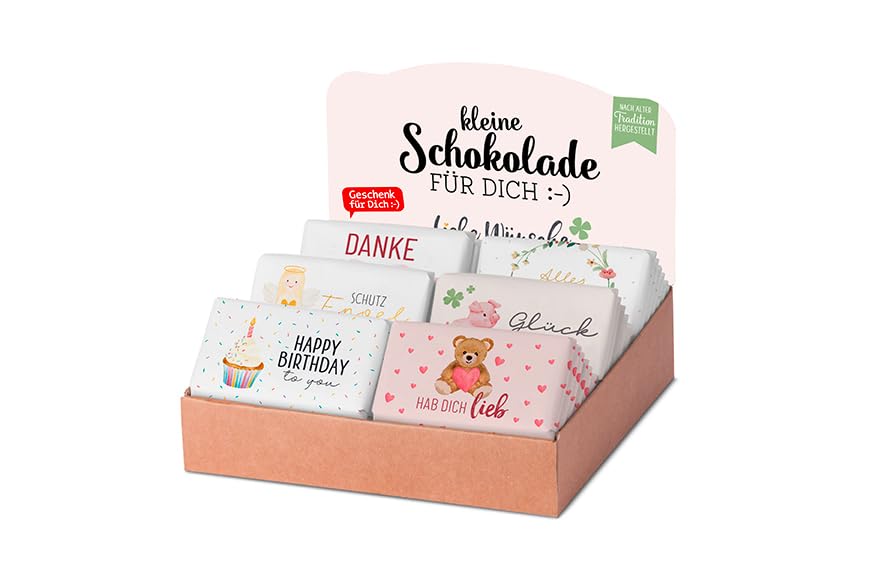 La Vida "Kleine Schokolade für Dich :-)" – Vielfalt zum Verschenken & Genießen (36 Tafeln, Liebe Wünsche)