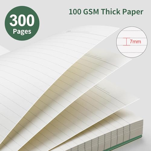 emshoi a5 spiral notebook college ruled lined journal small 5734 x 82234 300 pages150 sheets 100gsm thick paper waterproof hardcover for office school women men work writing notes green