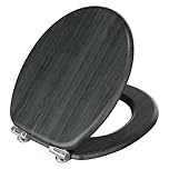 DERW Wooden Toilet Seat Soft Close, Heavy Duty Toilet Seat O-Shape - 250kg Capacity Premium Natural Wood, Skin-Friendly & Anti-Bacterial, Anti-Aging Loo Seat With Adjustable Hinges Easy Bottom Install