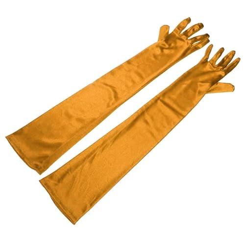 Guantes de rendimiento ceremoniales amarillos largos para vestidos de fiesta