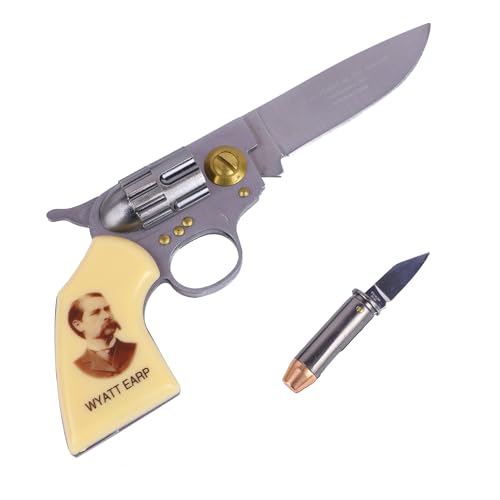 Trendy Zone 21 Folding Wyatt Earp Folding Knife, 7.5 inch Open Pocket Knife with Printed Portrait of Wyatt Earp| Comes with Small Knife 2.75