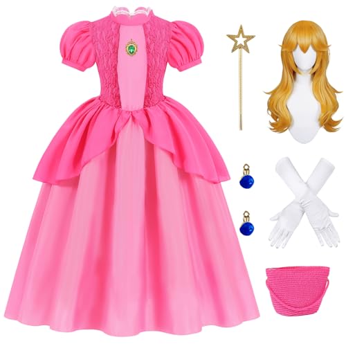 Disfraz rosa de princesa para niñas vestido de gala miniatura 1