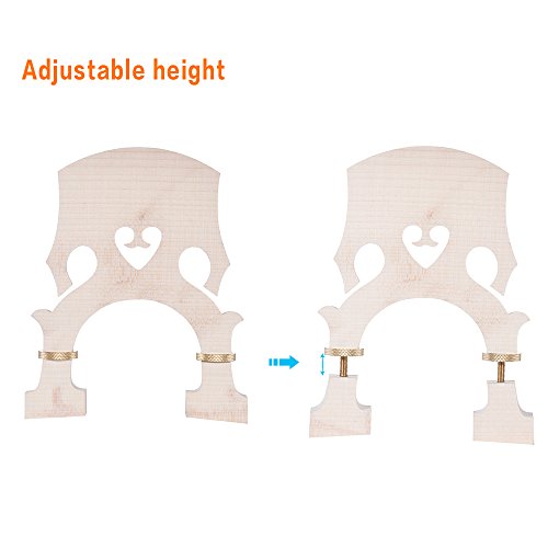 Fesjoy Bridge Standard Maple Bridge Replacement Part for 3/4 Size Double Bass Adjustable Upright Bass Bridge - Thumbnail 4