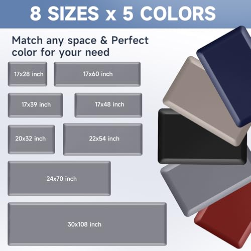 Image of StepRite 4 /5 Inch Thick Kitchen Mat Anti Fatigue Mat Kitchen Rugs Kitchen Decor Non-Slip, Stain & Water Resistant, Kitchen Mats Desk Mat for Kitchen, Office, Workshop, Grey, 17'' x 39''