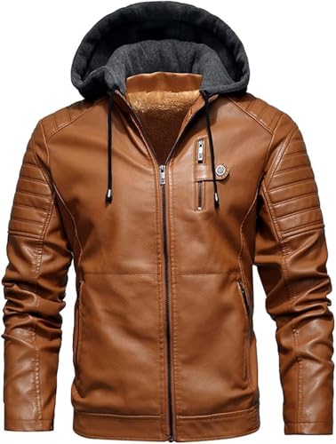 Image of Blaq Ash Men's Faux Leather Hooded Motorcycle Jacket