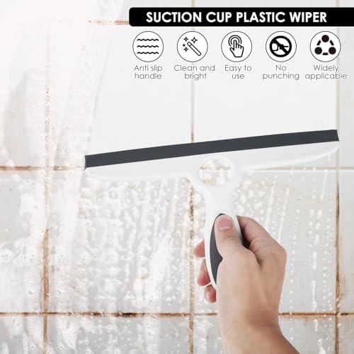 ZJRDYYK All-Purpose Shower Squeegee, 9.84 Inch Bathroom Glass Cleaner Tool, Shower Squeegee for Shower Glass with Hook, All-Purpose Shower Squeegee for Shower Doors, Window, Tile Wall, Car (Gray)