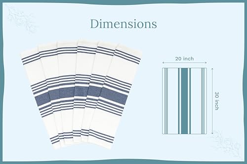 Image of Blue Dish Towels - 100% Cotton Blue Kitchen Towels - Super Absorbent, Lint-Free, Large 30 inchx20 inch, 6 Pack, Indigo White Stripes Dish Cloths with Hanging Loop - Durable and Washable Tea Towels (6 Pack)