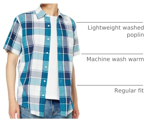 Image of Amazon Essentials Men's Regular-Fit Short-Sleeve Poplin Shirt, Collared, Washed