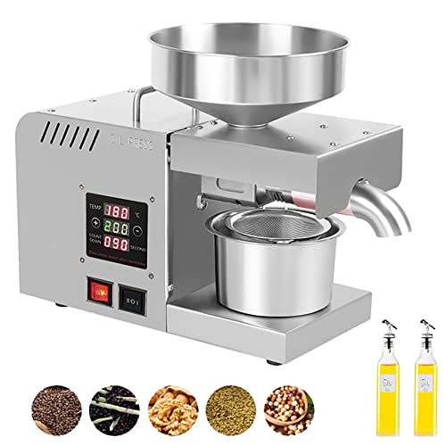 Prensa de aceite automática de 610 W, prensa en frío/caliente, extractor de aceite orgánico, prensa comercial de acero inoxidable para lino, cacahuete, sésamo, canola, coco, semillas de girasol.