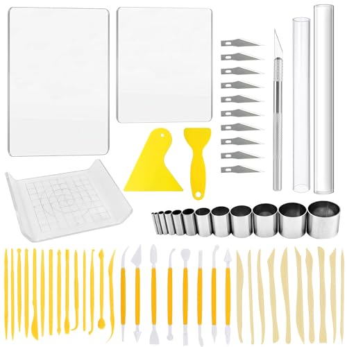 JMZLLRX Set di Strumenti di Argilla, Taglierine per Argilla Polimerica, Rullo di Argilla Acrilica per Modellare Scolpire Modellismo, 62 Pz