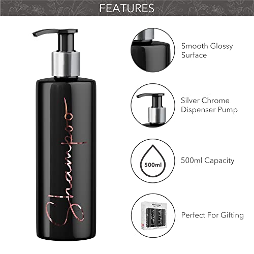 Print Maniacs Mrs Hinch Inspired Black Personalised Dispenser Silver Pump Bottles Set 6 (ROSE GOLD, F2), 500ml - Image 3