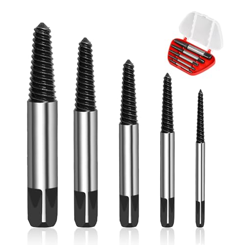 BOBOPACK Extractor de Tornillos Rotos de 5 Piezas, Herramienta de Extracción de Tornillos de Reparación, Herramienta Profesional para Extraer Tornillos Dañados, Oxidados o Rayados