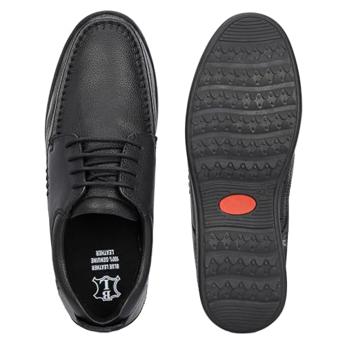 Image of Blue Leather by Centrino Genuine Leather Slip-On Men's Formal Shoe |Stylish with Soft Cushioned Insole |Trendy Non Lace-Up Design |Durable Leather with Anti-Skid Sole | Perfect for Formal Wear (3985)