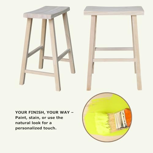 Taburete Asiento Silla de Madera Maciza IC INTERNATIONAL CONCEPTS, 24", Sin terminar miniatura 5
