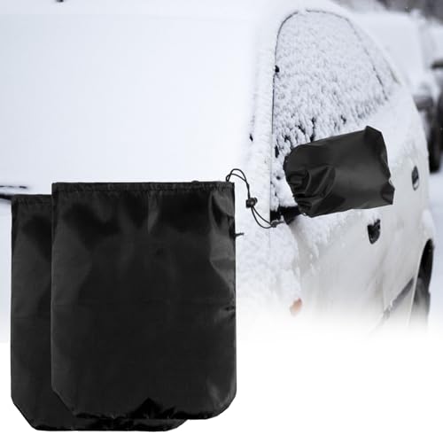 2Pcs Side Mirror Covers, Waterproof Auto Rearview Protection with Drawstrings Universal Size Winter Car Exterior Accessories for Snow Ice Bird Droppings