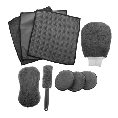 Cabilock 1 Set Car Cleaning Kit with Rapid Dry Towels Thick Polyester Cloths Wheel Brush for Complete Vehicle Care for Thorough Car Wash and Detailing