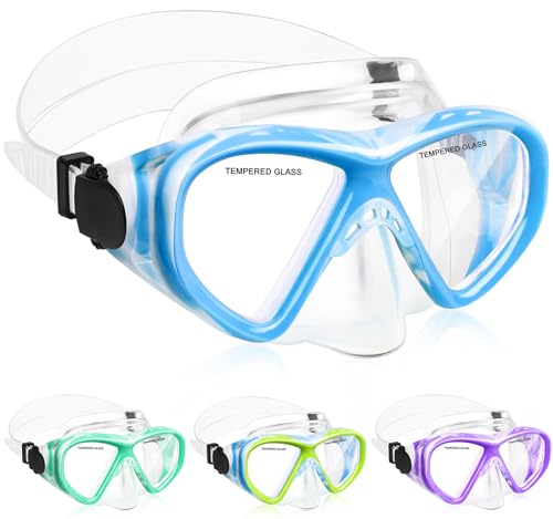 Image of Kids Swim Goggles Snorkel Diving Mask for Boys Girls Ages 5-15, Two-Color Anti-Fog Swimming Goggles with Nose Cover