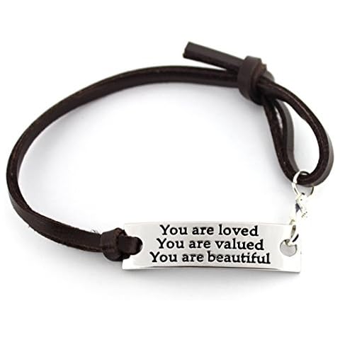 2025 Classic Inspirational Gifts For Women Saying stamped "You are loved You are valued You are beautiful" Adjustable leather inspirational bracelet,Gift for Wife,Mother,Valantine's Day Gift,Birthday Present. Cover