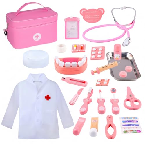 JJ JJ Technology Doctor Kit for Kids, 32 Pcs Pretend Playset for Toddlers, Doctor kit for Toddlers 3-5, with Medical Bag, Stethoscope and Other Accessories, for Boys and Girls Fun Role Playing Game