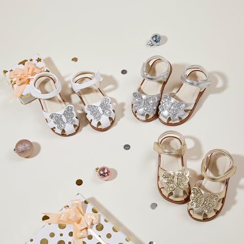 Image of ESTINE Toddler Girls Little Kids Close Toe Sandals - Flower Girl Dress Flats Summer Shoes