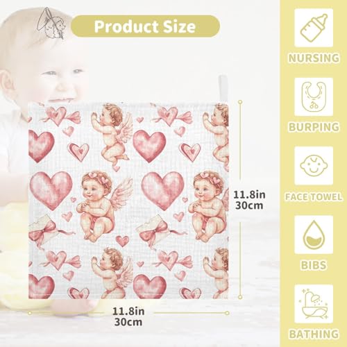 vvfelixl Baby Muslin Washcloths Romantic Holiday Baby Burp Cloths Cotton Babys Face Towel for Newborn Infants Boys Girls Soft and Absorbent 11.8 X 11.8 in, 3 Pack4