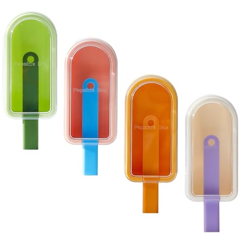 Moldes de silicona para helados, 4 unidades, con fácil extracción, reutilizable, con tapa y tallos, para cubitos de hielo, y aperitivos