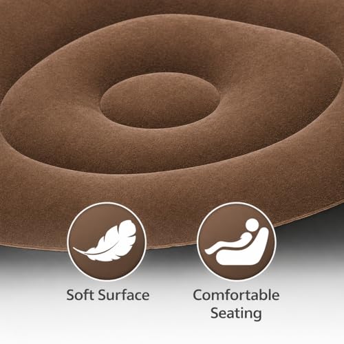 Image of Inflatable Lounge Chair for Adults with Ottoman, Foldable Air Sofa Couch, Portable Blow Up Chair for Living Room Bedroom, Comfortable Indoor Seating, 150 kg Capacity (Coffee)