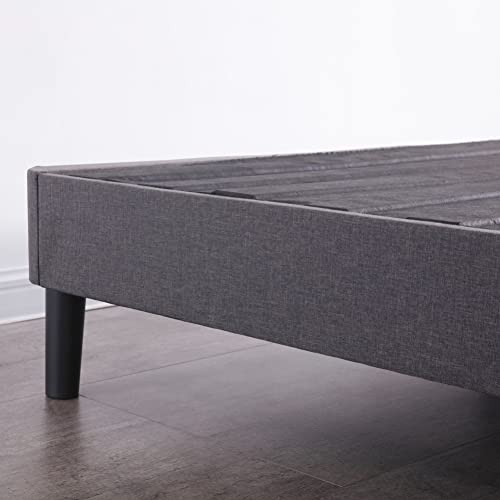 Image of Decoro Claridge Upholstered Mattress Foundation | Platform Bed | Metal Frame with Wood Slat Support | Grey, Queen Size