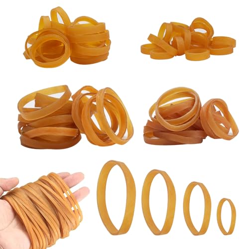 100 Piezas Bandas de Goma Grandes,2,5/4/6/7,5cm Amarillo Gomas Elasticas Anchas,Gomas Elásticas Para Oficina,Gomas Gruesas,Gomas Elásticas Grandes para la Oficina y el Hogar en la Cocina Duradera