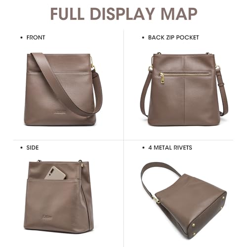Image of Kattee Leather Handbags for Women 2026, Soft Shoulder Tote Crossbody Purses Bucket Bags with 2 Detachable Straps