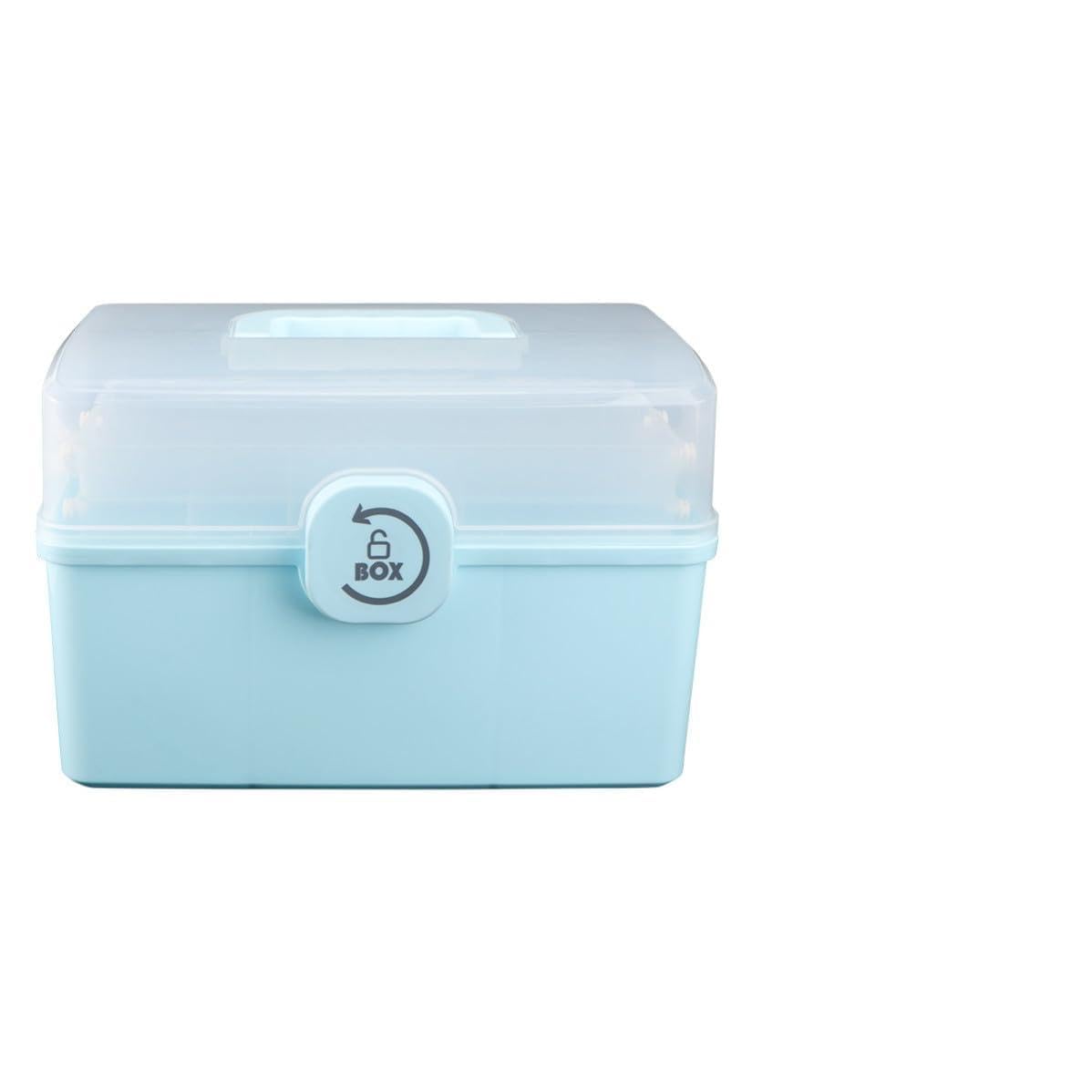 Toddmomy Caja de Medicamentos Portátil Azul de Plástico Asa, Botiquín de Primeros Auxilios Ligero Diseño de Compartimentos para Uso en Casa y Exteriores