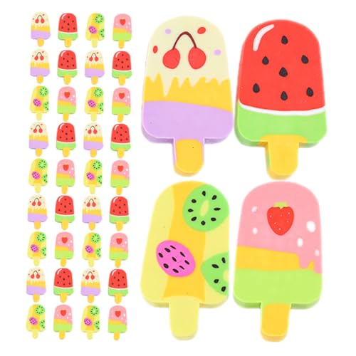 Tofficu 40個 ミニ 食べ物 消しゴム かわいい アイスクリーム 形 フルーツ