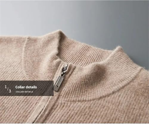 Men's Casual Soft Warm Knitted Sweater Zipper Thickened Stand Collar Open Cardigan Business Casual Sweaters4