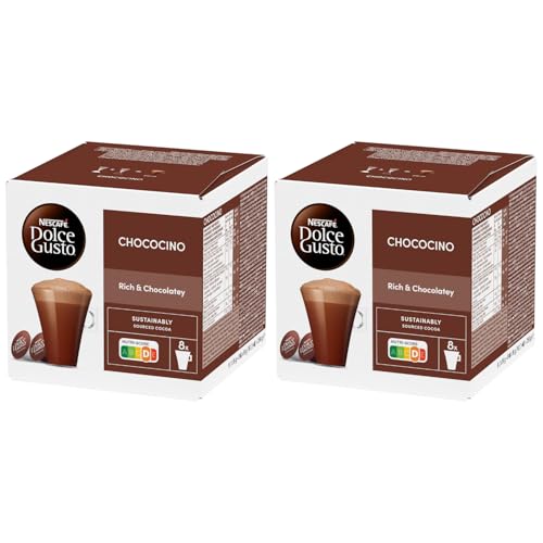 Image of Nescafe Dolce Gusto Chococino Hot Chocolate Pods (Pack Of 2) By COUGAR | Rich & Chocolatey Cocoa Drink | Smooth Frothy Texture | Sustainably Sourced Cocoa | Compatible with Dolce Gusto Machines | 16 Servings - 256g (Imported-USA)