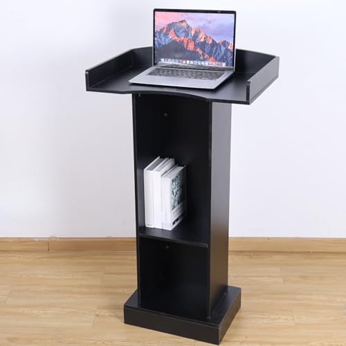 BEQUZON Black Podium Stand for Lectern, Presentation, Church, Classroom, Shelf Adjustable