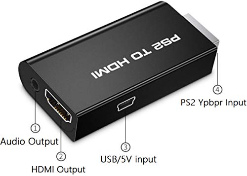 TIZOPO PS2 to HDMI Converter Adapter,PS2 to HDMI Converter with 3.5mm Audio Output for HDTV HDMI Monitor Supports All PS2 Display Modes - Thumbnail 3