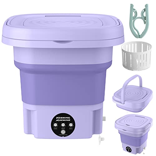 Foldable Washing Machine,High Capacity Mini Washer with 3 Modes Deep Cleaning Half Automatic Washt,Portable Washing Machine with Soft Spin Dry for Socks,Baby Clothes,Towels,Delicate Items(Green (with hanger))