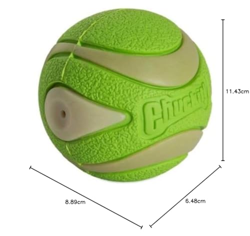 Chuckit! - Max Glow Ultra Squeaker Ball - Phosphorball für Hunde - Quietschball für Hunde - Leuchtet im Dunkeln - Erzeugt lustige Geräusche - Stärkt die Bindung - Größe Medium - Durchmesser 6,5 cm